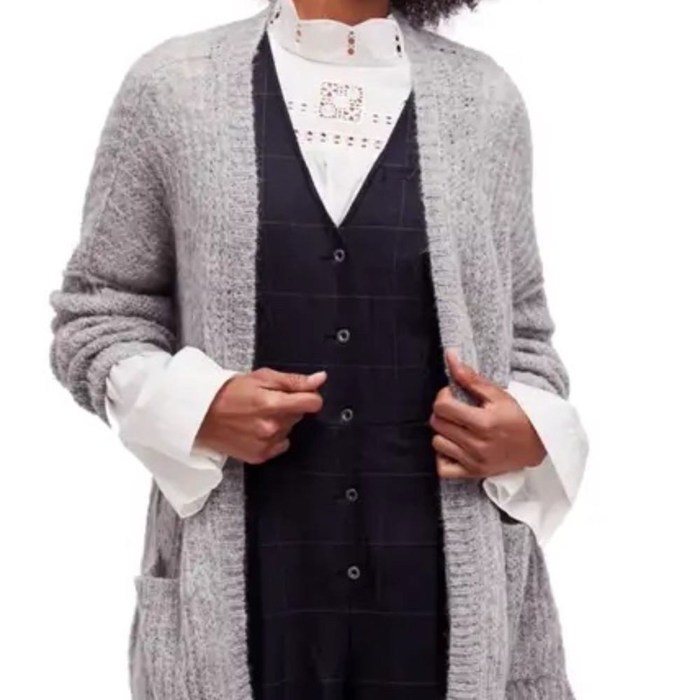 Free People Weekend Getaway Long-Sleeve Grey Cardigan Size M